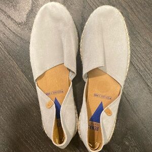 Verbenas grey suede tan espadrille Carmen slip on flats women’s size 9, Euro 40